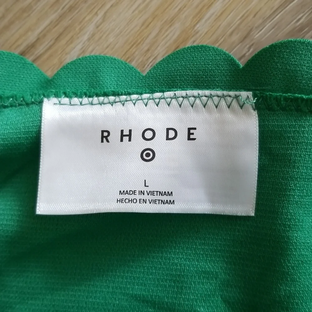 NWT Rhode Green Scallop Edge High Rise Bikini Bottom Size Large